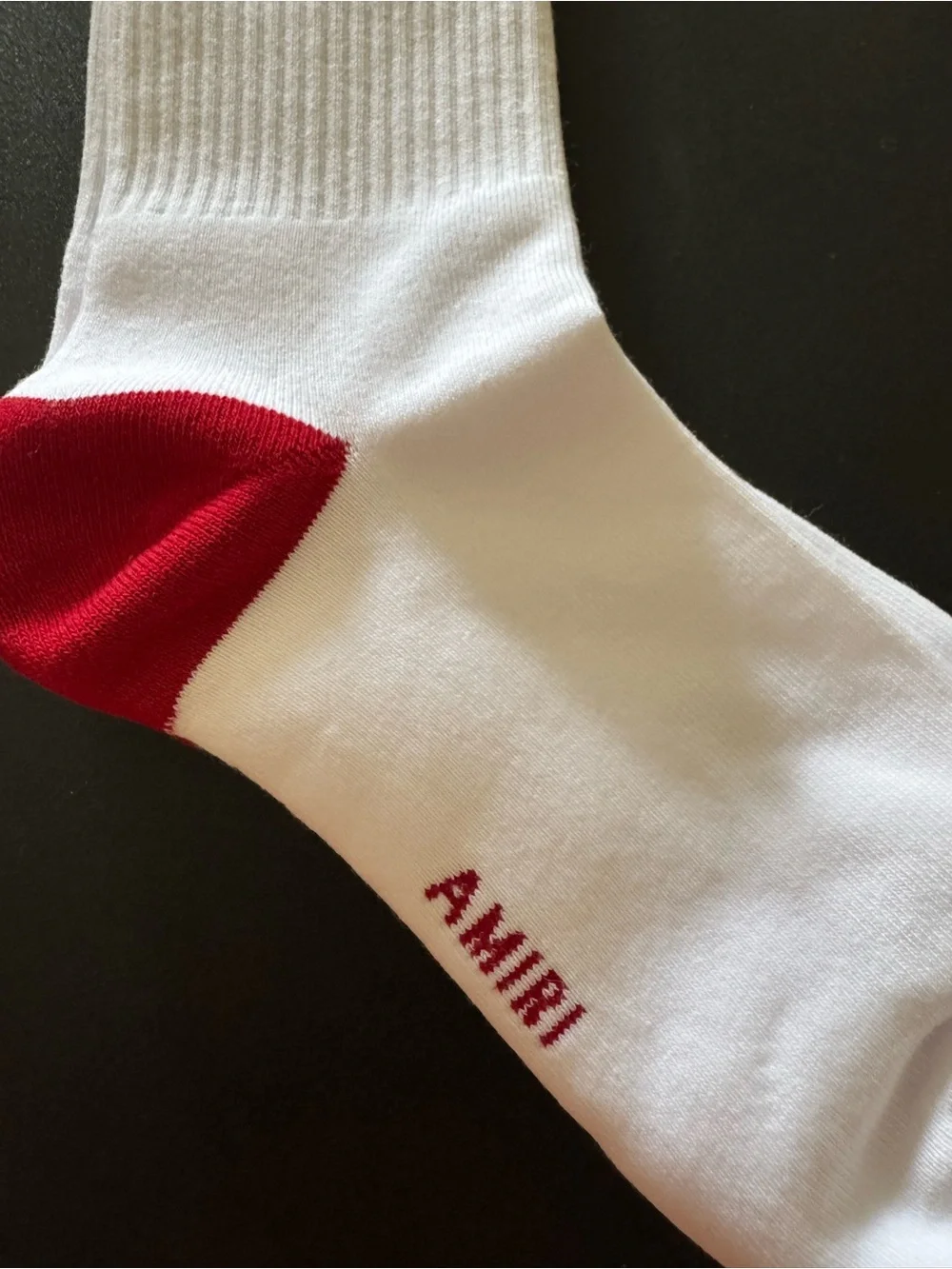Amiri RED Block Collegiate LOGO Crew Ribbed Socks Size 43-44 ( Size 10-11) NEW